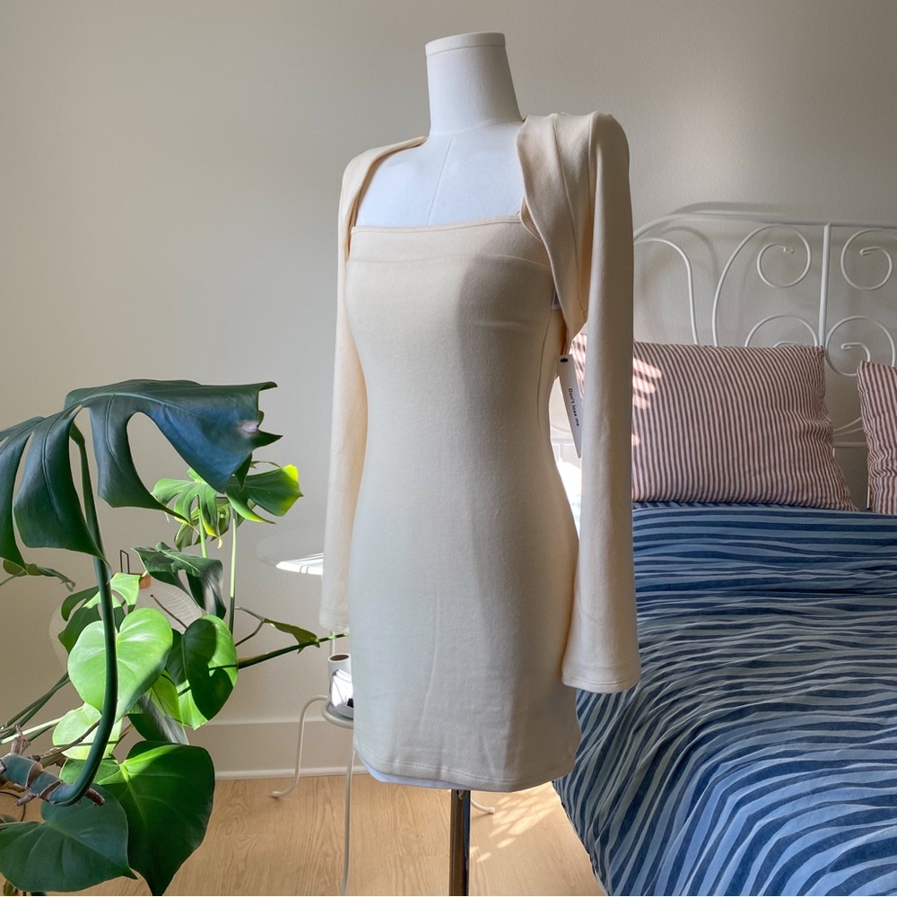 NWT Reformation Chloe Knit Shrug Dress Set in 'Custard' Size XS